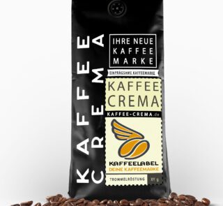 Frisch gerösteter Kaffee Crema aus unserer Kaffeerösterei mit goldener Crema